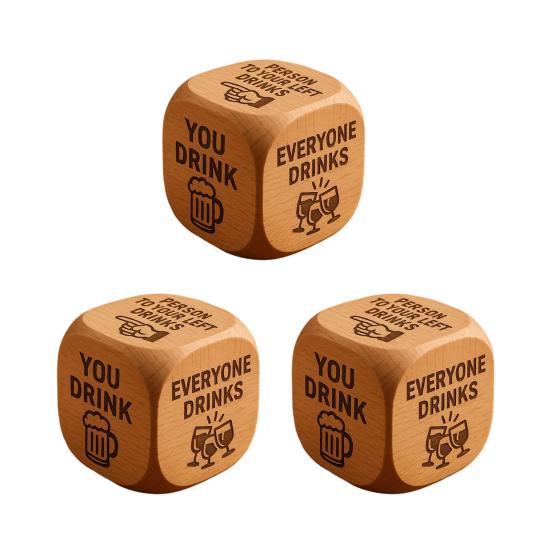 1/2/3/5/6/8Pcs Wooden Quilter Dice with 6 Engraved Quilting Tasks Solid Wood Quilting Embroidery Knitting Projects Baking Drinking Decision Dice Tools