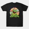 Men Black Print T-shirt Vintage Kermit The Frog No-Cut Transfer Paper Print Cotton Tshirt