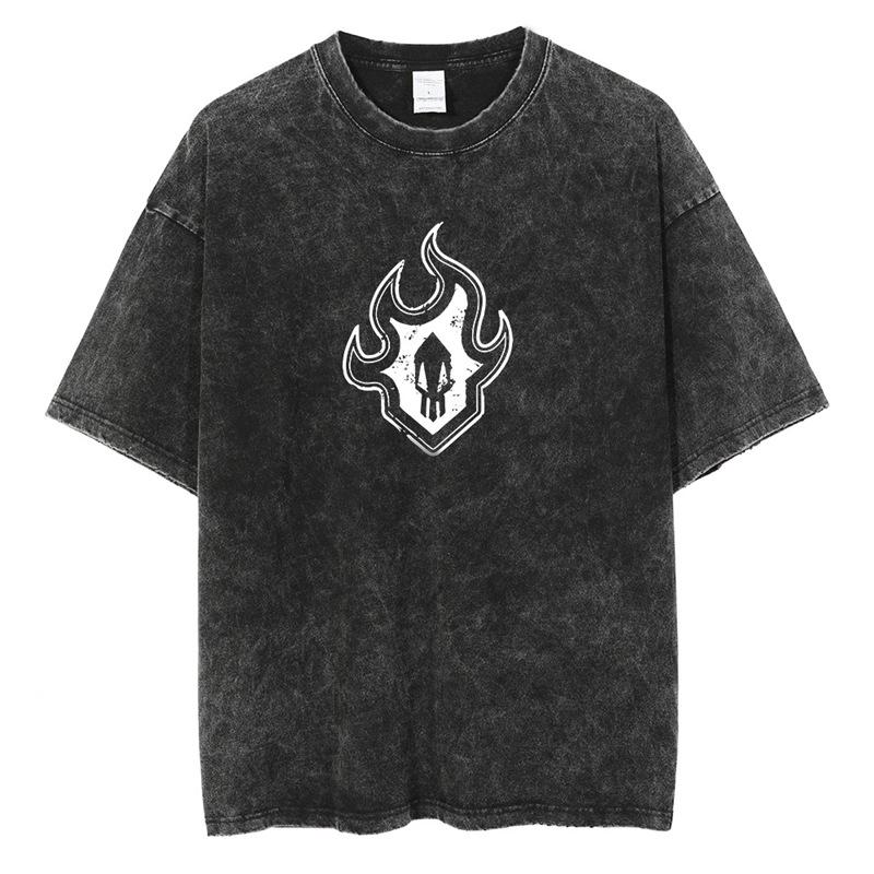 Harajuku Vintage Schwarzes Anime-Print Herren Streetwear T-Shirt