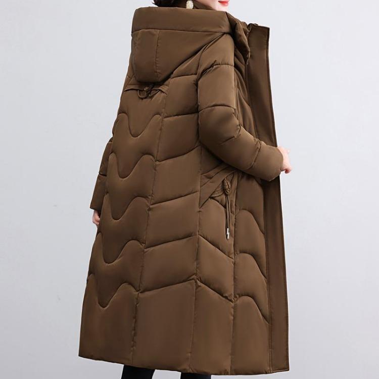 Elegant Middle Age Woman Winter Parkas Long Coat Hooded Overcoat Casual Thick Warm Lady Jackets