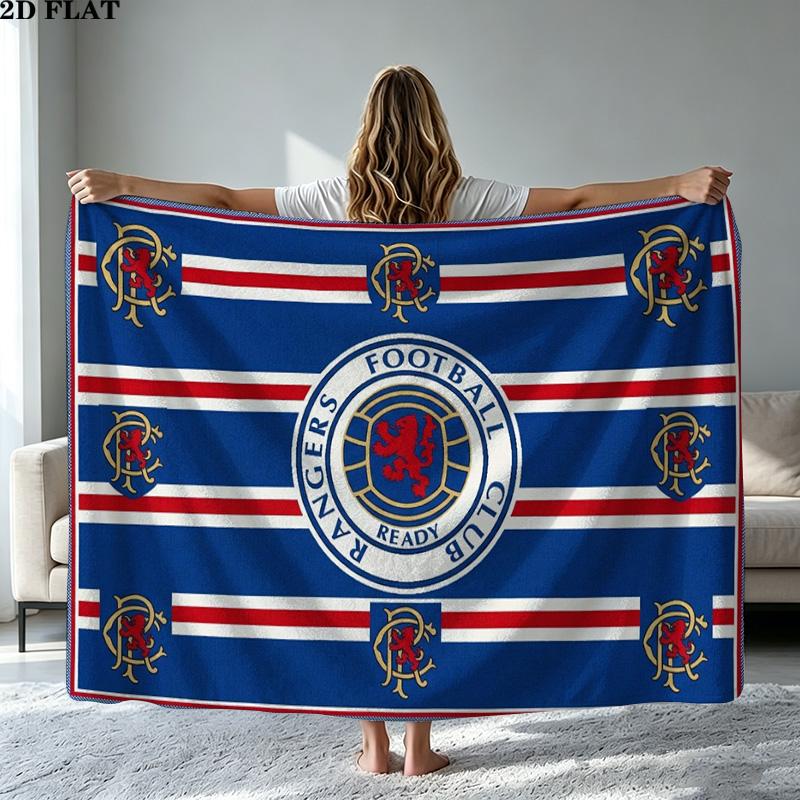 Rangers FC Print Flannel Blanket High Quality Warm Comfortable Cover for All Seasons Perfect for Gifts Home Decor
