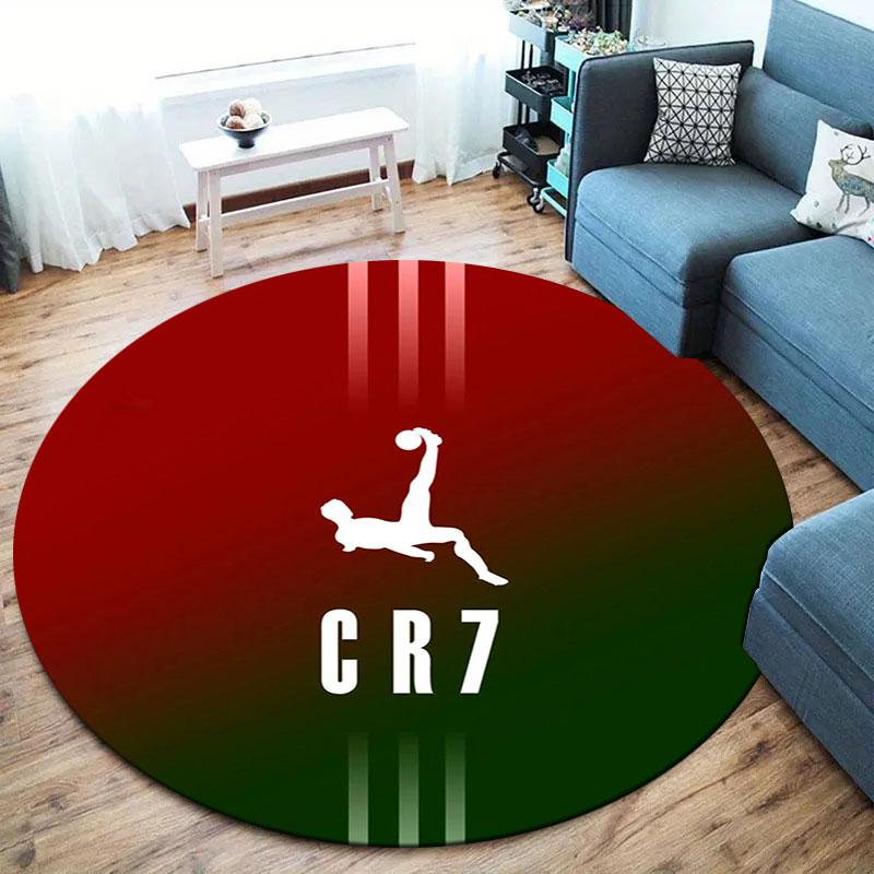 CR7 Cristiano Ronaldo Round Area Rug,Carpet Rug for Living Room Bedroom Sofa Playroom Decor,Non-slip Floor Mat