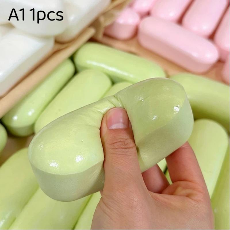 1Pcs Slow Rising Soft Squeeze Toy Food Shape Rice Cake Cheese Bread Anxiety Reliever Toy for Travel Time Kill