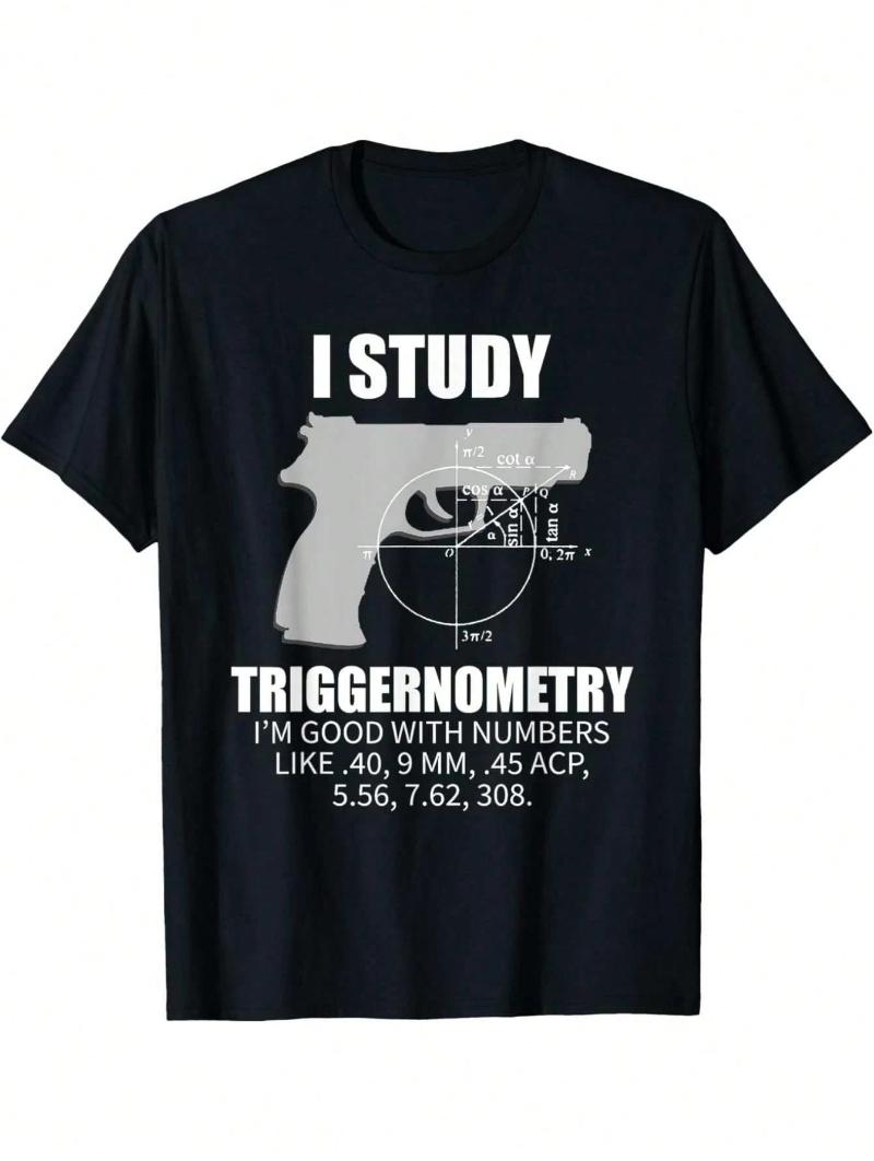 Mens I Study Triggernometry Gun Owner TShirt  2nd Amendment Rights Support Soft Cotton Casual Round Neck Tee 3XL