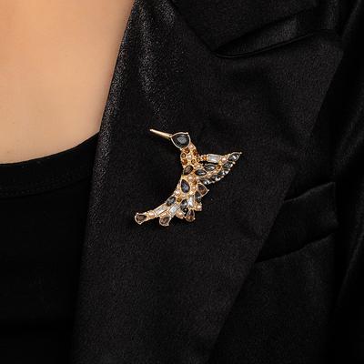 Nouvelle broche faite à la main incrustée en forme d'oiseau, épingle de col tendance pour le tempérament