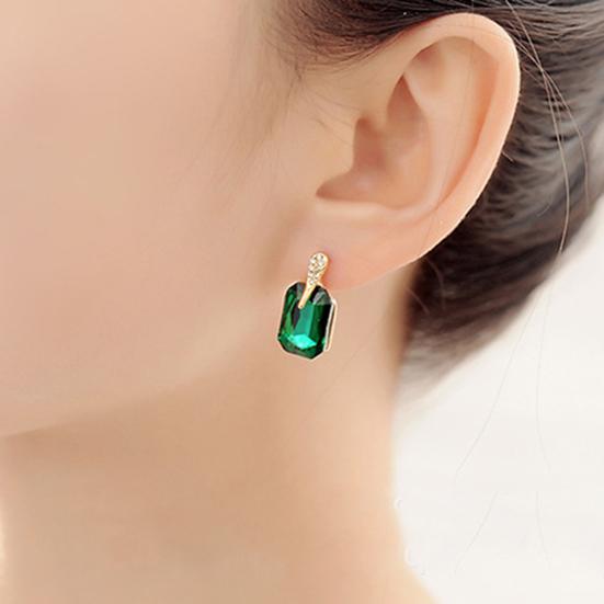Women Elegant Rectangle Rhinestone Ear Studs Earrings Jewelry Birthday Gift