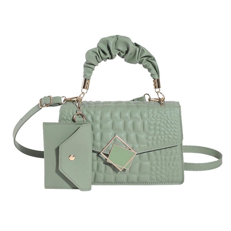 

Stylish Small Square Handbag With Crocodile Texture Perfect For Spring And Summer Fashion In White Or Black Color зелений