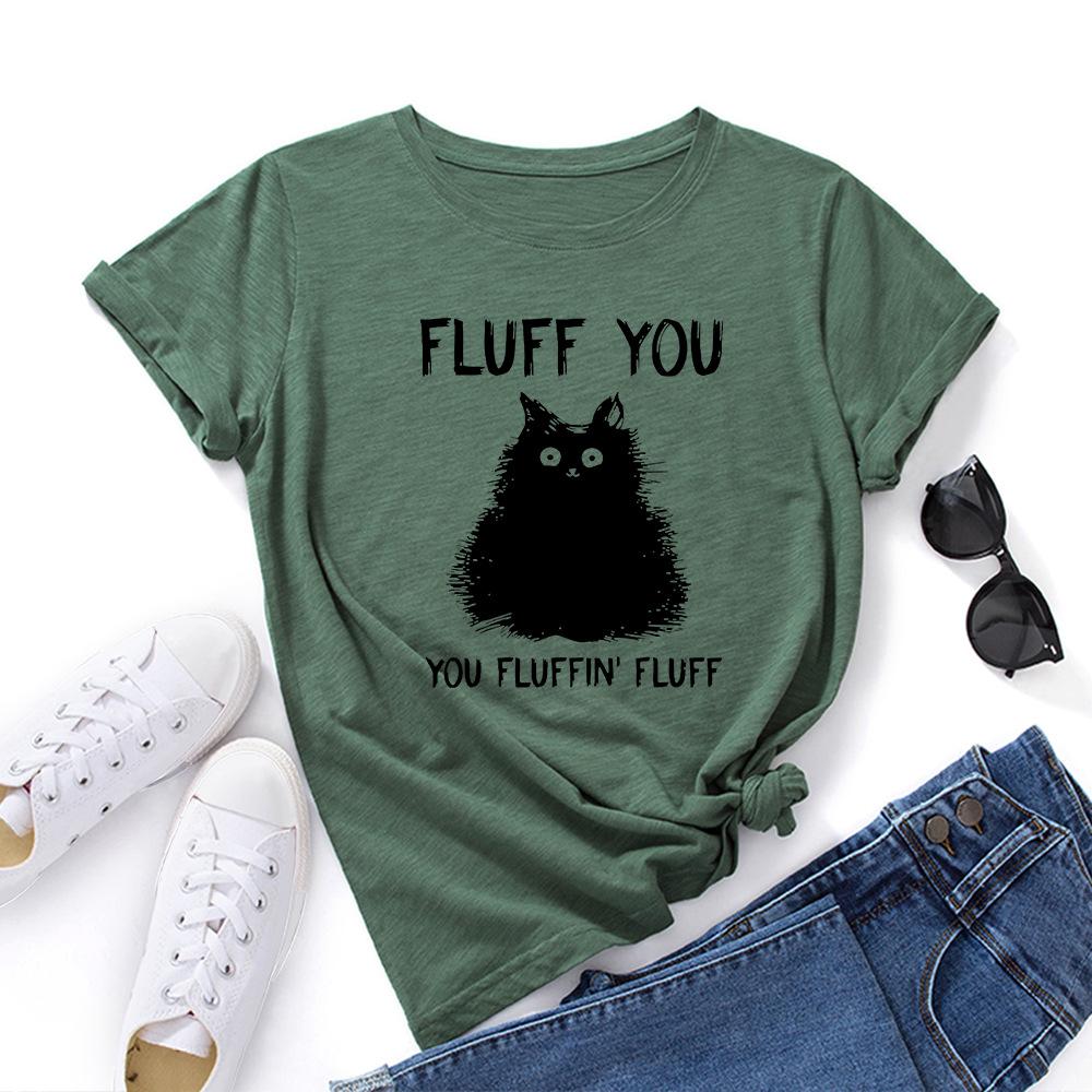 

Женская футболка с принтом кошки, свободного кроя, с круглым вырезом и короткими рукавами S