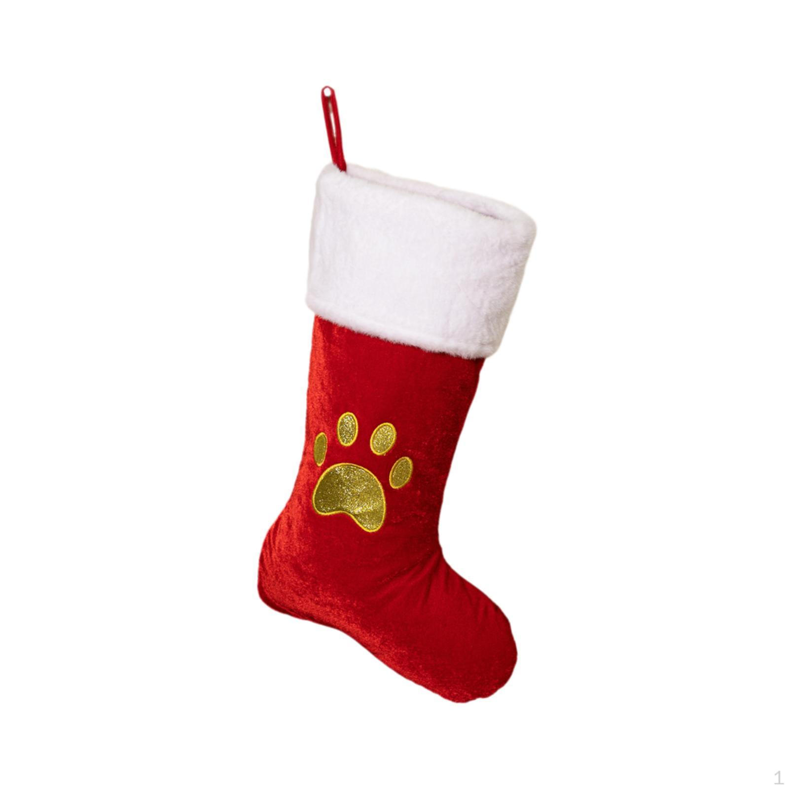 

Christmas Stocking Sock Candy Gift Bag Portable Hanging Xmas Decoration for Stairs Paw