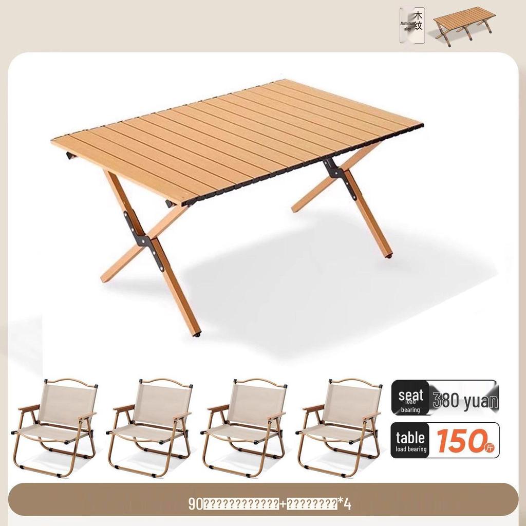 Collapsible Metal Table and Chair Set for Outdoor Use - Ideal for Camping, Patio, Night Markets, and Street Vending