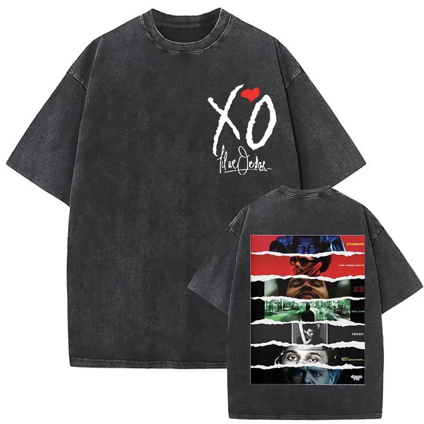 The Weeknd XO Tour 2026 Vintage Washed T Shirt Men Women Pop Music Short Sleeve T-Shirts Rap Hip Hop Gothic Clothing T-shirts