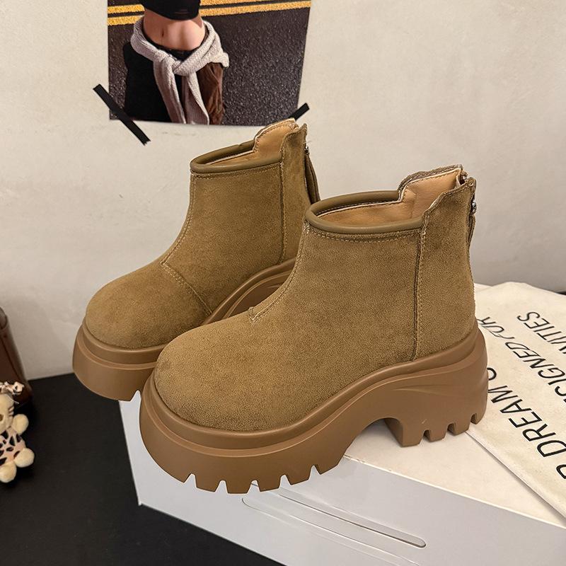 European Station Martin Boots Women's 2025 Autumn New Casual Retro Thick-soled Big Head Short Boots Short Locomotive Rhubarb Boots