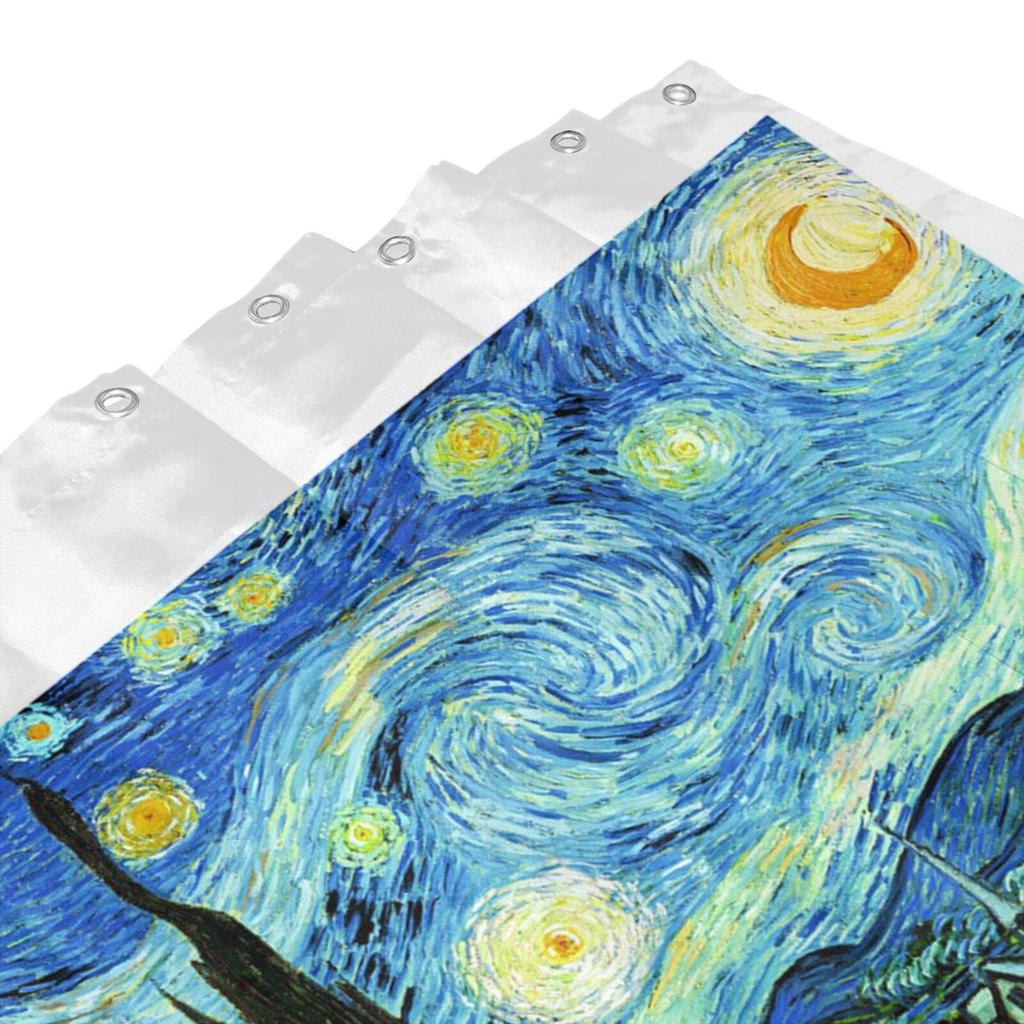 1Pc Van Gogh-Inspired Artistic Shower Curtain Liner - Perfect For Bathroom Decoration - Includes 12 Hooks , The Bottom Leads Add