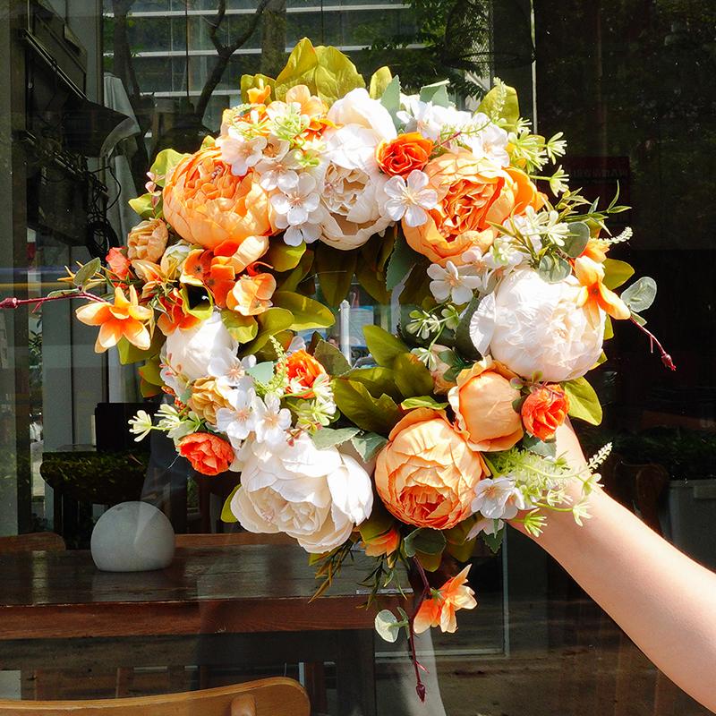 

Искусственный пионовый венок Подвесное украшение на дверь Свадебный декор для перемычки Цветочный свадебный рождественский венок Украшение для гостиной к празднику оранжевый