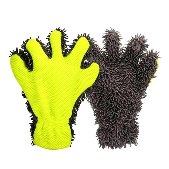 Chenille Car Wash Glove Five-Finger Microfiber Wash Mitt Scratch Free Car Interior Exterior Cleaning Glove for Wheels Door Handles