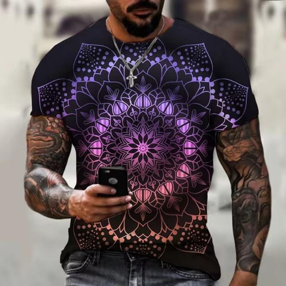 Design Optical Visual Illusion 3D Printing Men's Personalized Round Neck Short Sleeved T-shirt