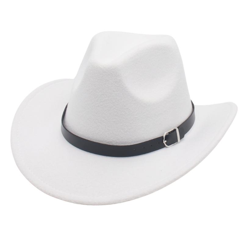 Small Belt Western Cowboy Hat With Upturned Edge And Buckle Accessories Felt Hat Tibetan Ethnic Style Wear Performance Jazz Hat
