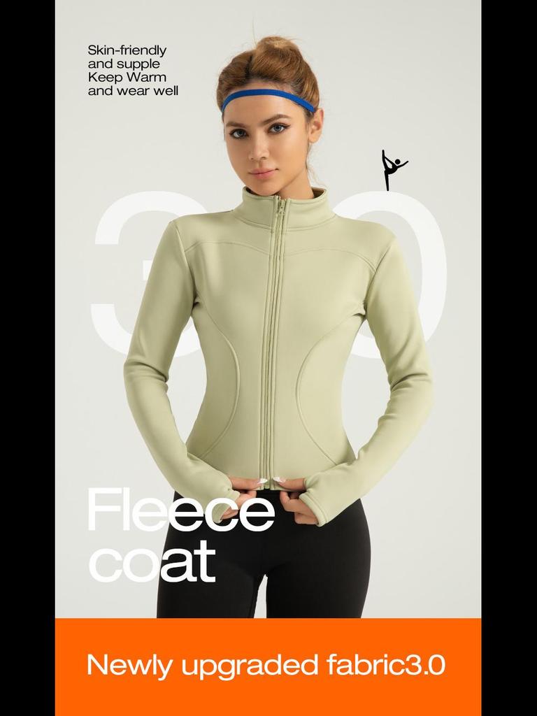 Neue Herbst/Winter-Yogajacke – Plüsch, warm, Slim Fit für Fitness & Laufen