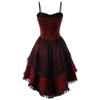 Women's Fashion Print  Dress Vintage Lace Straps Large Irregular Hem Dress