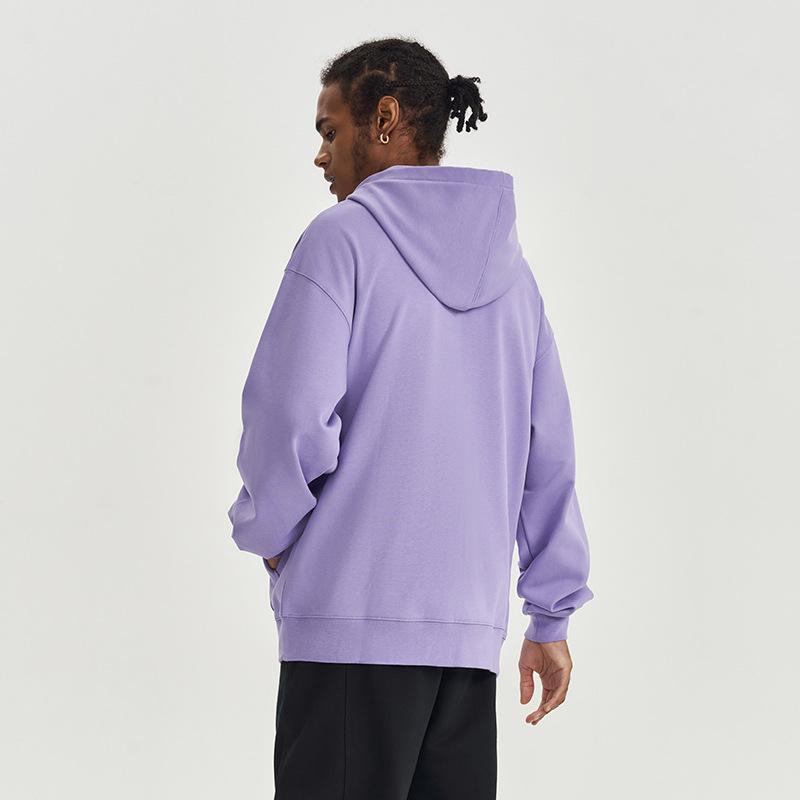 Aktualisiert Herbst und Winter 450G Frottee Entspannte Passform Reißverschluss Kapuzenpullover Einfarbig Freizeit Herren Thermojacke