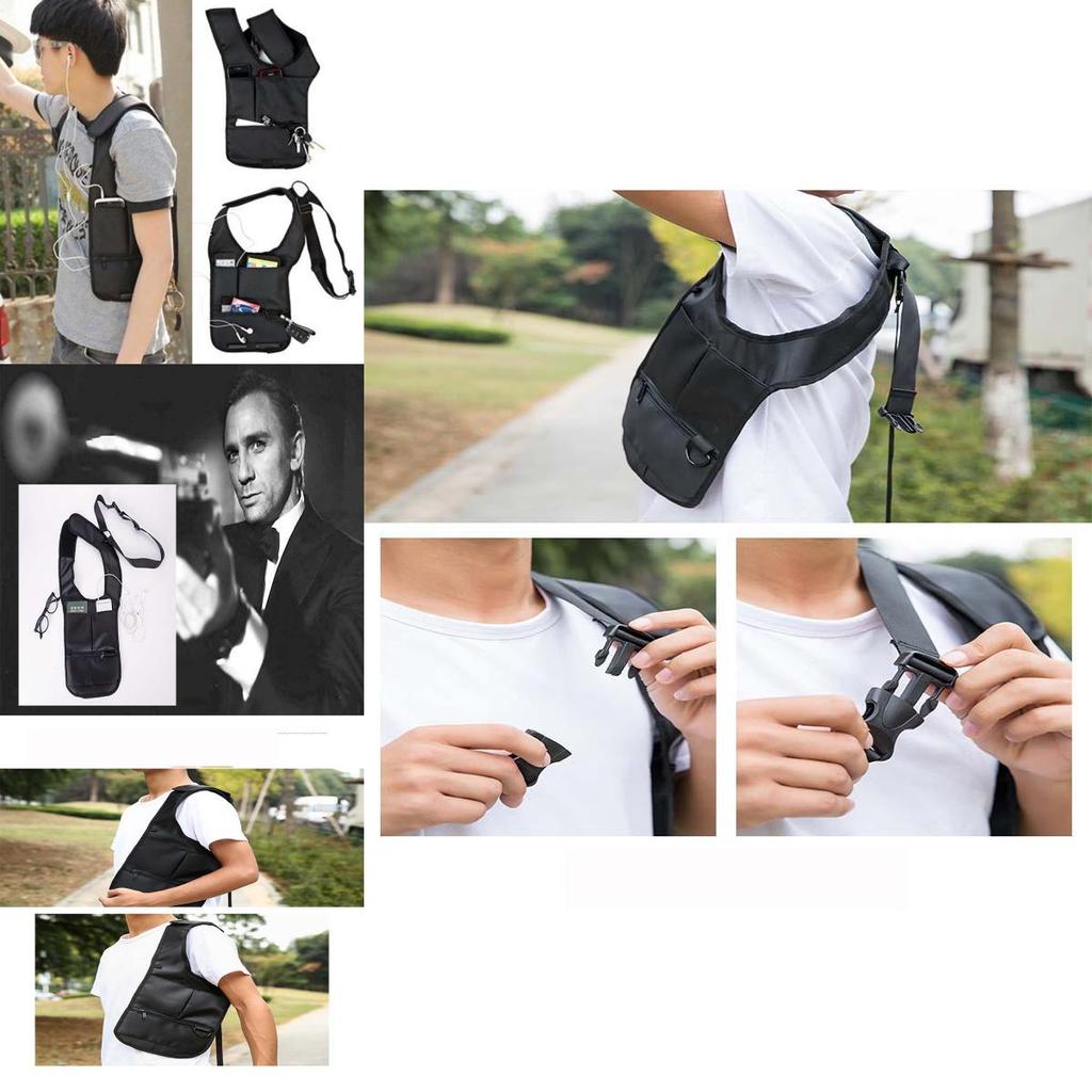 Fashion Mens Antitheft Phone Package Black Shoulder Bag Hidden Backpack For Casual Use