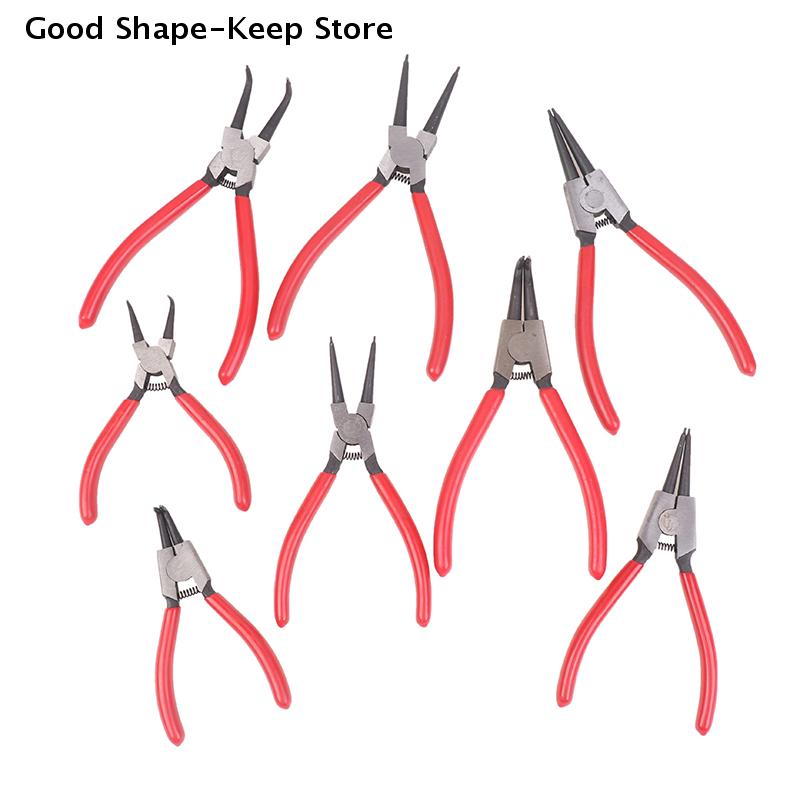 Carbon Steel Multifunctional Internal External Retaining Pliers, 5/6/7 Inch Hand Tool Snap Ring Circlip for All DIY Needs