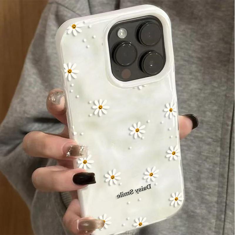 Daisy Smile Print Wavy Shockproof Phone Case For iPhone 17 16 Pro Max 15 Plus 14 13 Pro 12 11 17 Air Soft TPU Protective Cover