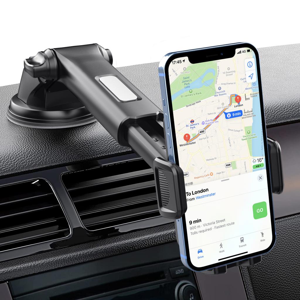 ML-200 Extendable Arm Phone Holder 360 Degree Rotation Suction Cup Mount Bracket for Car Dashboard/Windshield