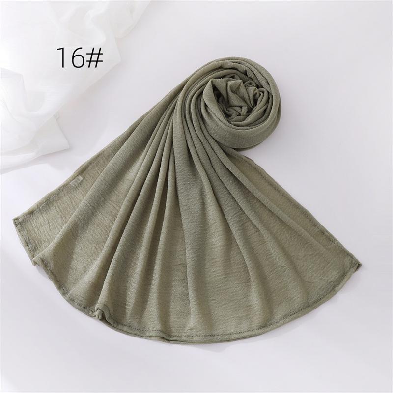 18Color New Ramadan Women's Breathable Wrinkled Solid Color Scarf Muslim Hijabs Soft Shawl Wrap Lady 70*170cm