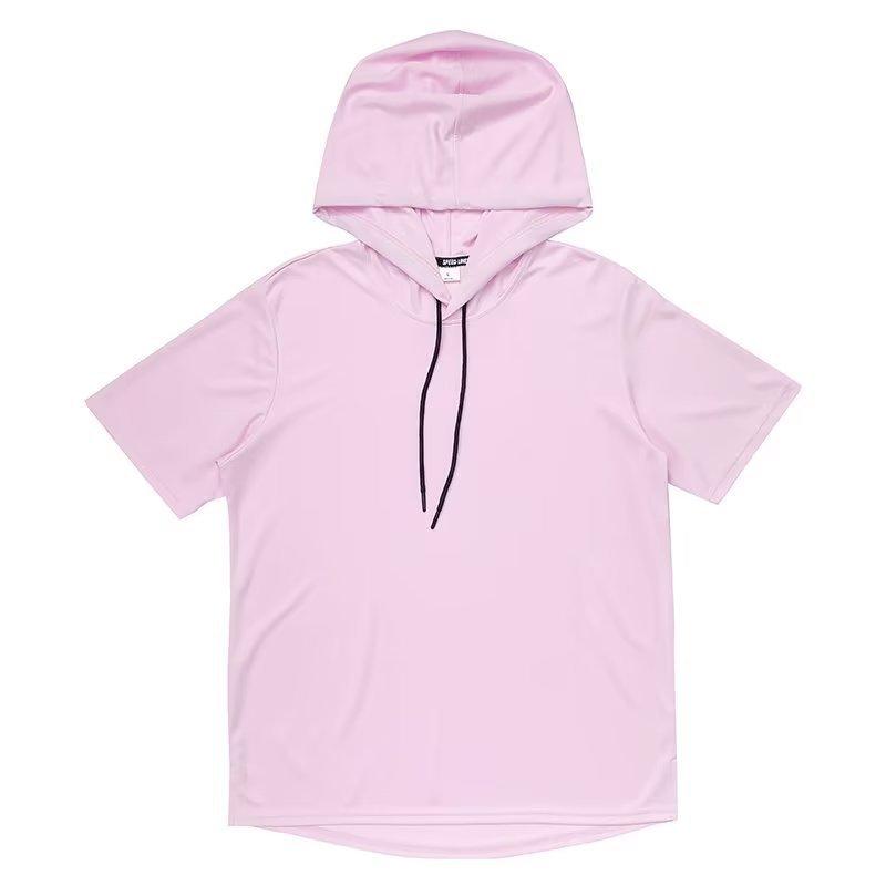 Unisex Summer Thin Short Sleeve Hooded T-shirt Japanese Style Solid Color Loose Plus Size Breathable Casual Pullover Tee