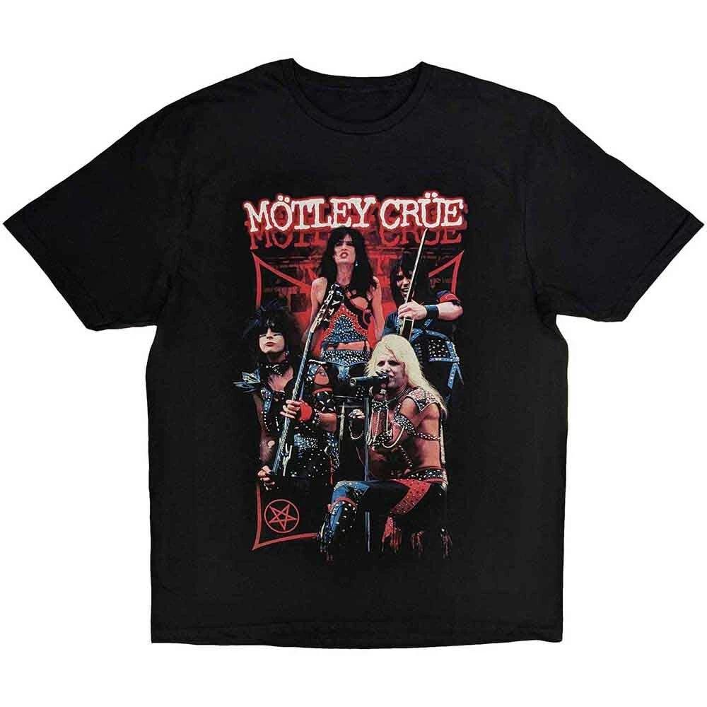 Motley Crue Unisex T-Shirt: Live Montage Red (Large) 2XL