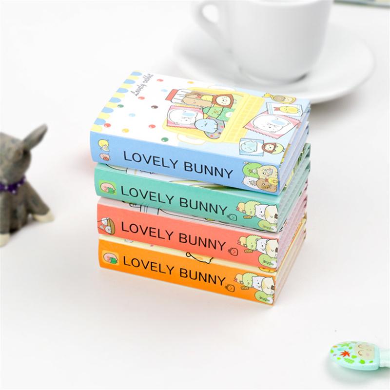 1pcs Cute Cartoon Memo Pad Lovely Bunny 6 Fold Self Adhesive Sticky Notes Diary Planner Stickers Office School