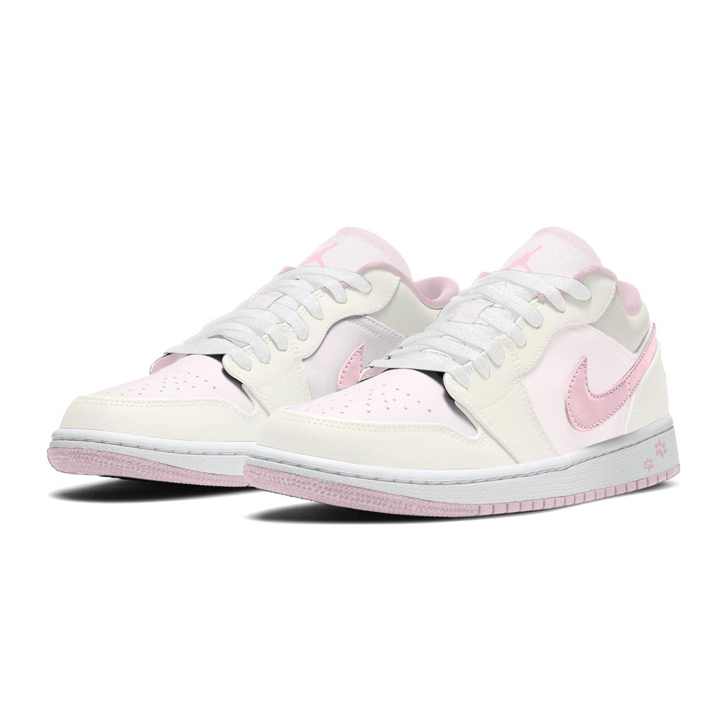 Jordan Air Jordan 1 Powder Cushioning Abrasion Resistant Vintage Basketball Shoes Women's Yellow Pink 553560-614(Team858-1.0)