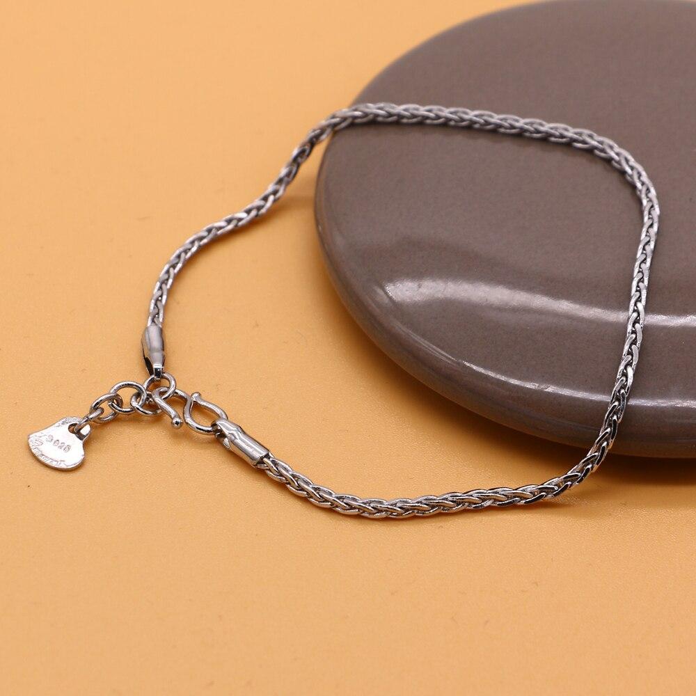 Nuova Moda 100% Argento Sterling 925 Bracciale Donna & Uomo Argento Massiccio Semplice Catena a Maglia Serpente Catenaria a Mano Ciondolo Gioielli Regalo