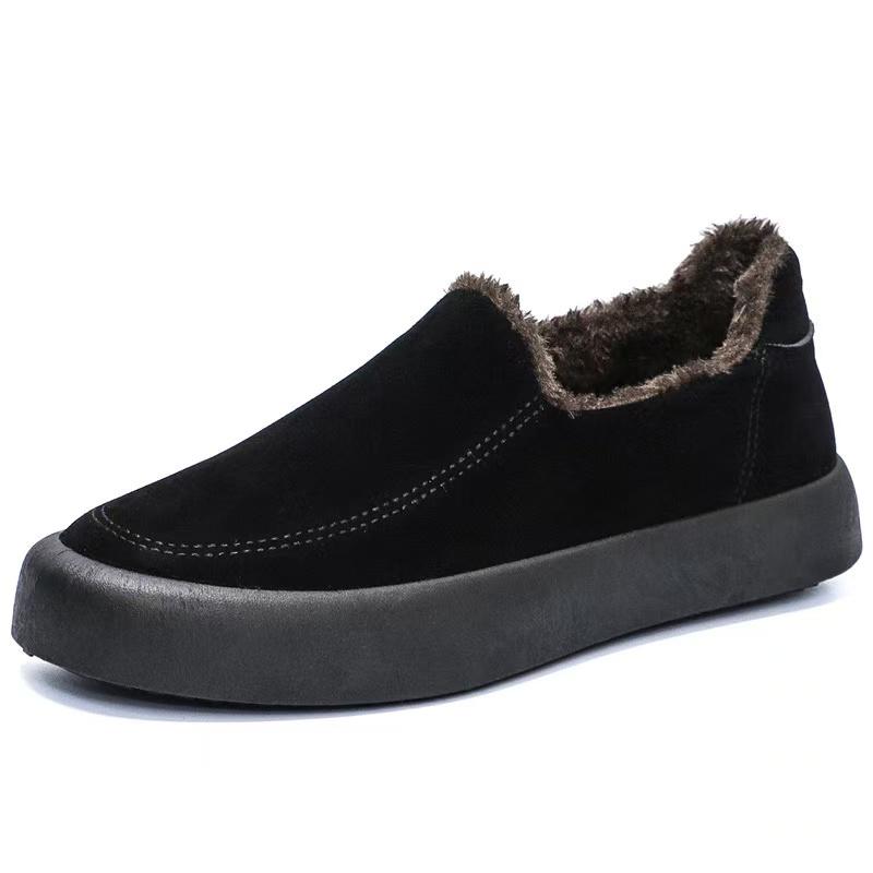 Fashion Men's Warm Cotton Shoes New Winter Fashion with Plush Low Top Board Shoes Suede Thick Sole Comfortable Casual Cotton Shoes