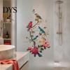 Creative Gifts for Window Decor Watercolor Bird And Flower Cling, Static PVC Waterproof Glass Sticker, Removable Art Pattern Stickers Decors,