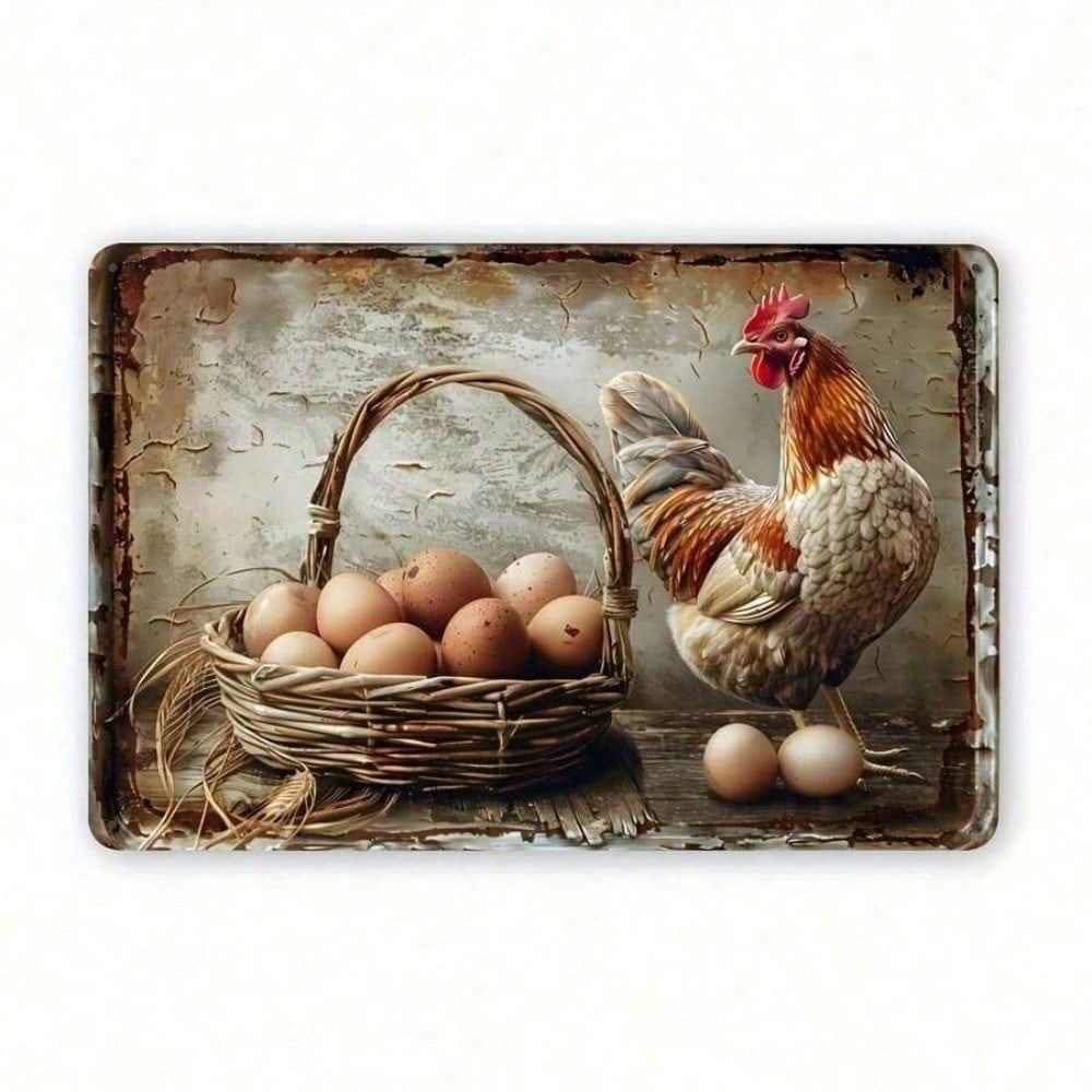 Metal Poster Wall Art Chicken Farm Kitchen Decor
