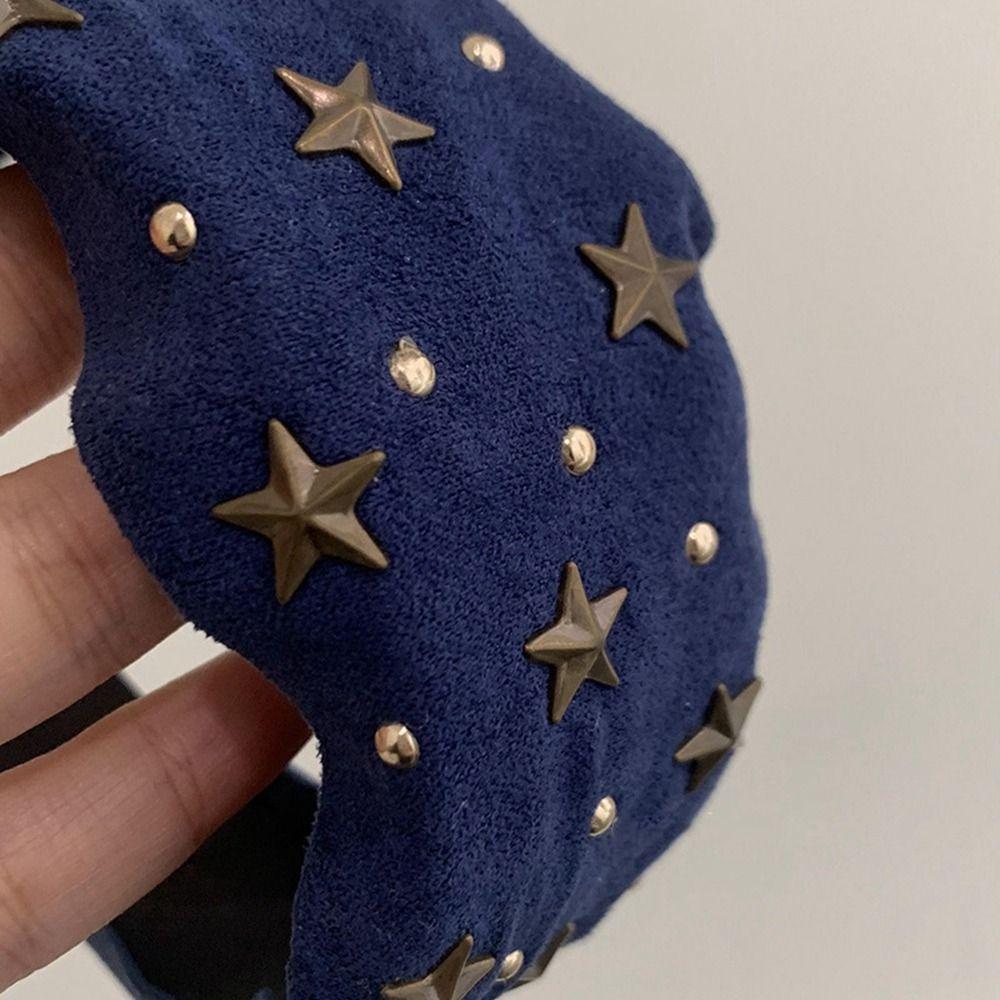 Colth Wide Star Rivet Headband Spicy Girl Retro Hair Hoop Wide Edge Hairband  Makeup