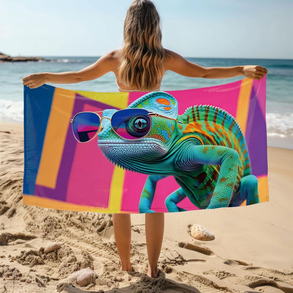 Chameleon Print Towel Sports Quick-Drying Super Absorbent Camping Towel Soft Lightweight Gym Swimming Yoga Beach Towel