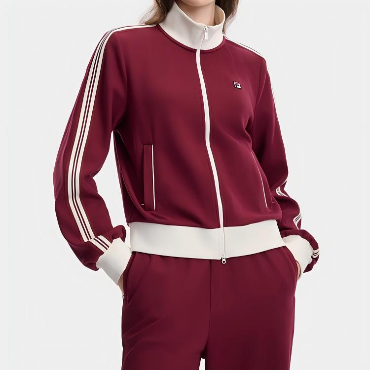 FILA Heritage Casual Long Sleeve Jacket Women jackets Burgundy F11W638507FWI