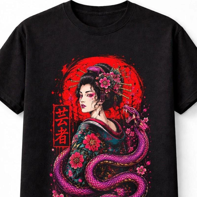 Geisha Snake Japanese Anime Unisexga Samurai Unisex TShirt S