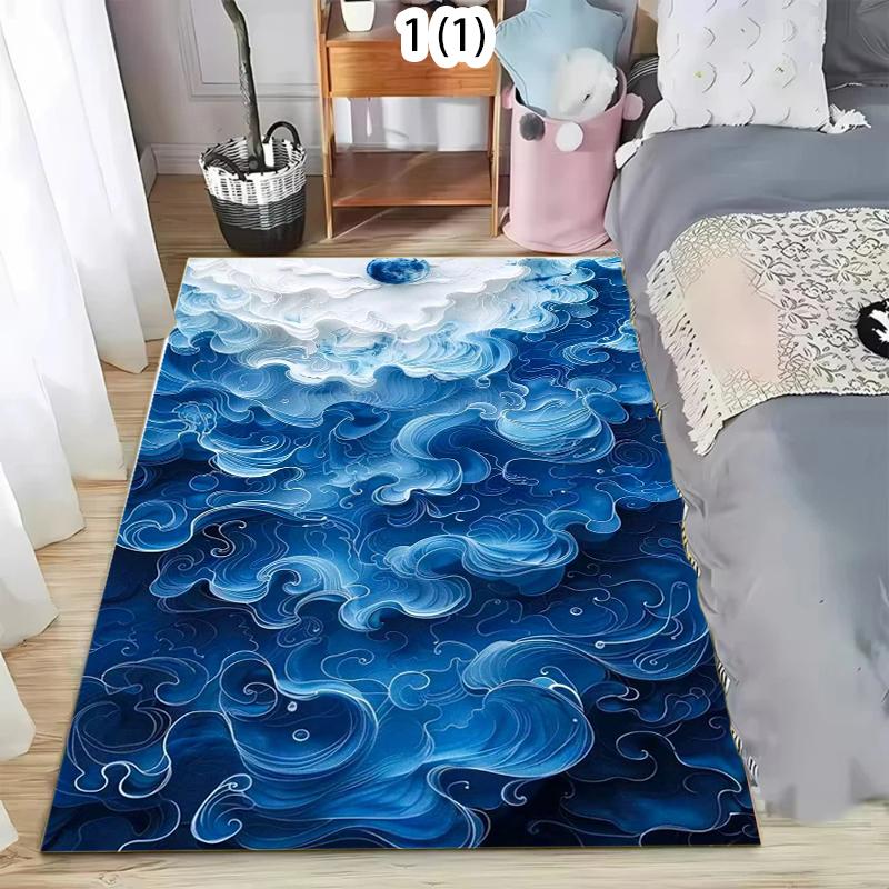 

Swirl Wave Texture Decor Area Rug Layered Pattern Non-Slip Floor Carpet for Living Rooms Bedrooms 40x60cm