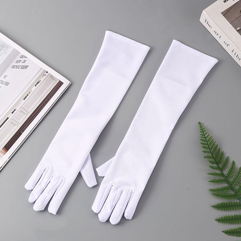 

Детское платье миди для выступлений и этикета для детей 4-10 лет, белые перчатки для упражнений, тонкое, унисекс, дышащее, эластичное White medium length 32cm