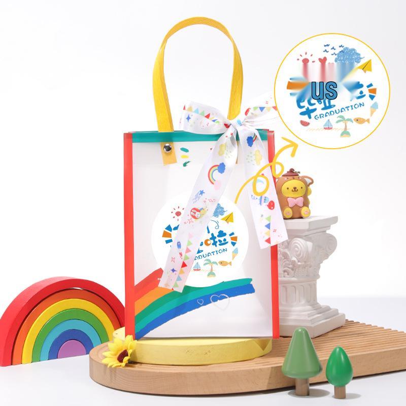 Kindergarten Party Favor Gift Bag with Transparent Handle for Back-to-School and Birthday.
