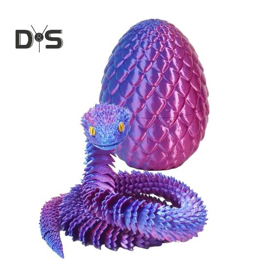 

1 набор 3D-печатных фигурок в виде яйца змеи с подвижными суставами, игрушка-фиджет в виде яйца змеи с шарнирной змеей внутри, украшение для рабочего стола