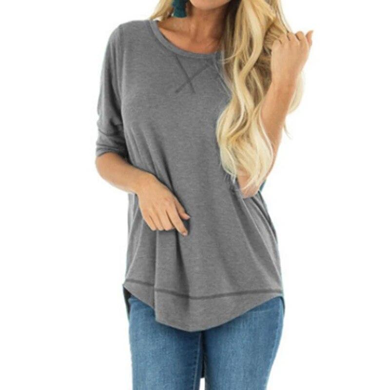 

Модная футболка с длинным рукавом и круглым вырезом, женская однотонная свободная повседневная футболка, женский элегантный офисный женский пуловер, футболки, топы 30770 S тигровый