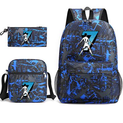 Large Capacity Schoolbag with Shoulder Strap; Student Three-piece Pencil Case Set