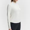 FILA Fitted Stand Collar Half Zip Knit Long Sleeve T-Shirt Women Tops Vanilla-White A11W511202FIV