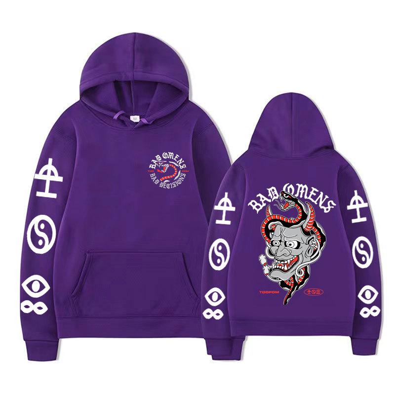 Bad Omens Tour Concert Hoodie Rock Band Hip Hop Punk Hoodie Vintage Unisex Men Vintage Graphic Tops Oversize Clothing