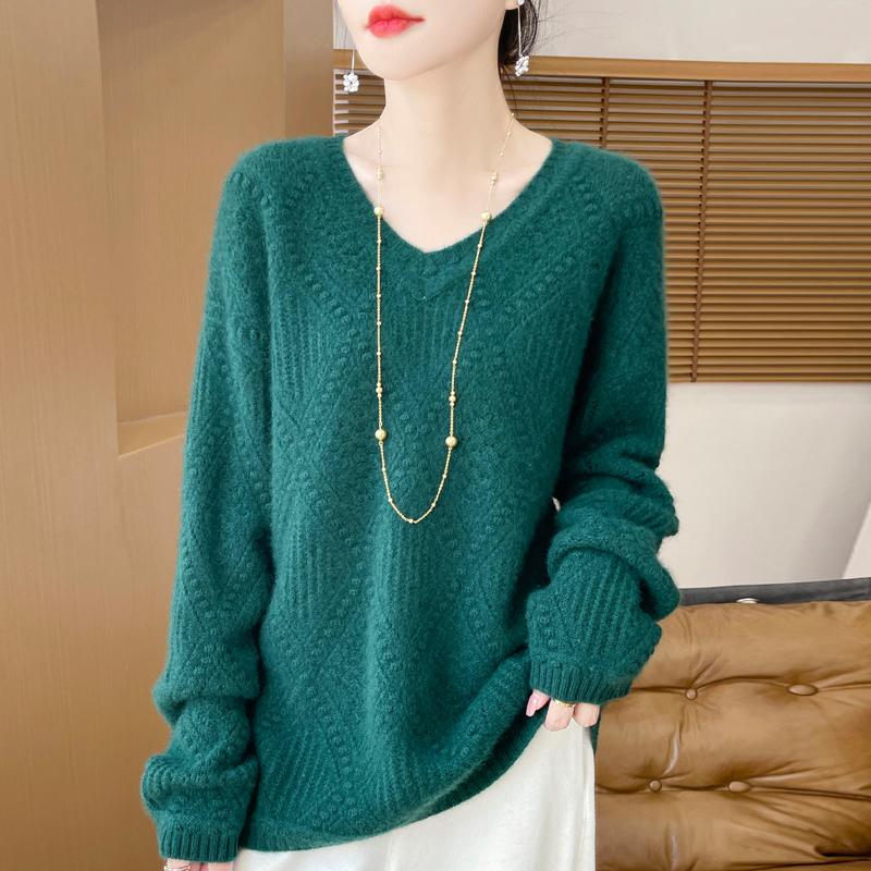 Women's Cashmere Sweater Qinghe Cashmere 30% Cashmere 70% Wool Autumn and Winter Pullover Warm and Fashionable